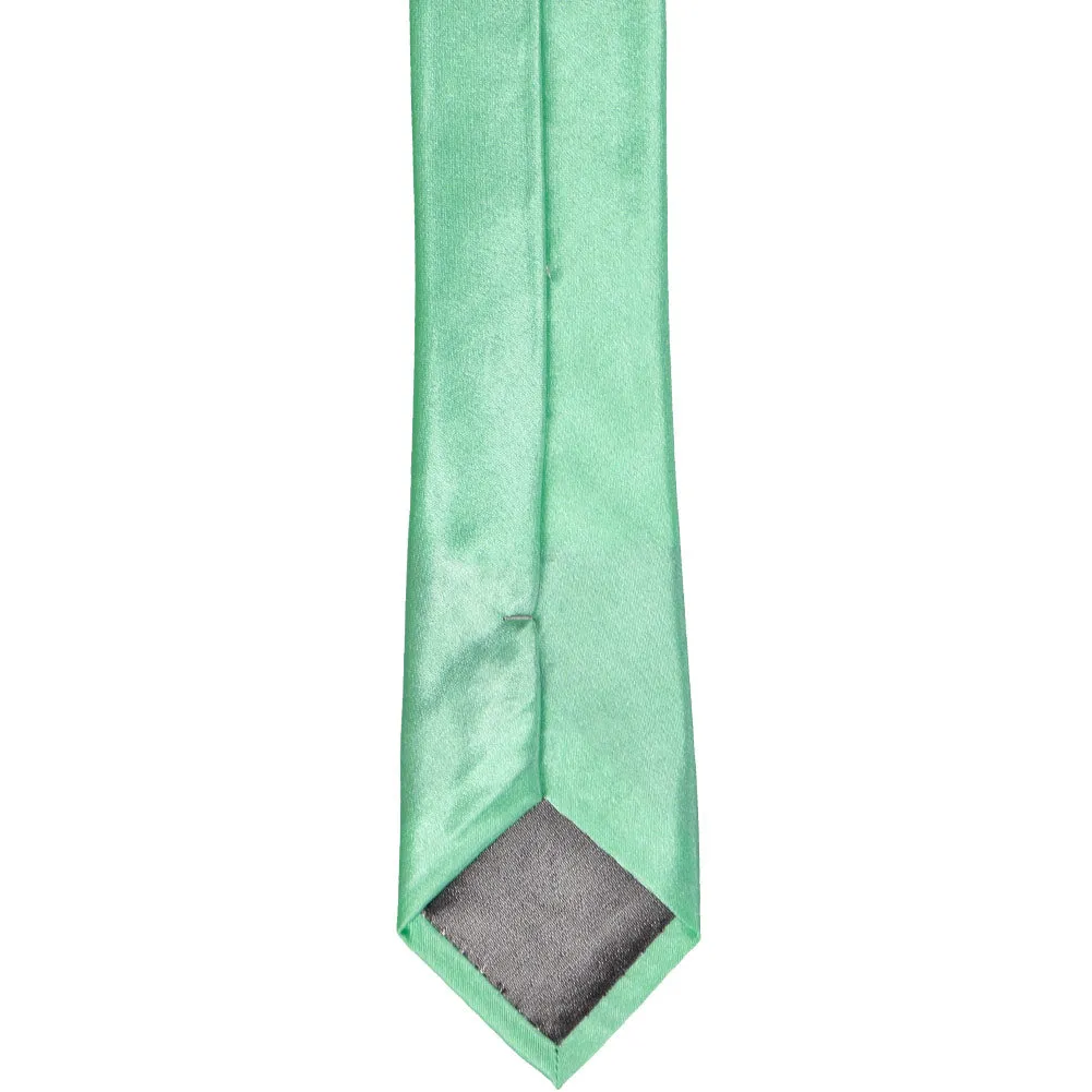 Seafoam Skinny Solid Color Necktie, 2" Width sold by TieMart product image thumbnail 4
