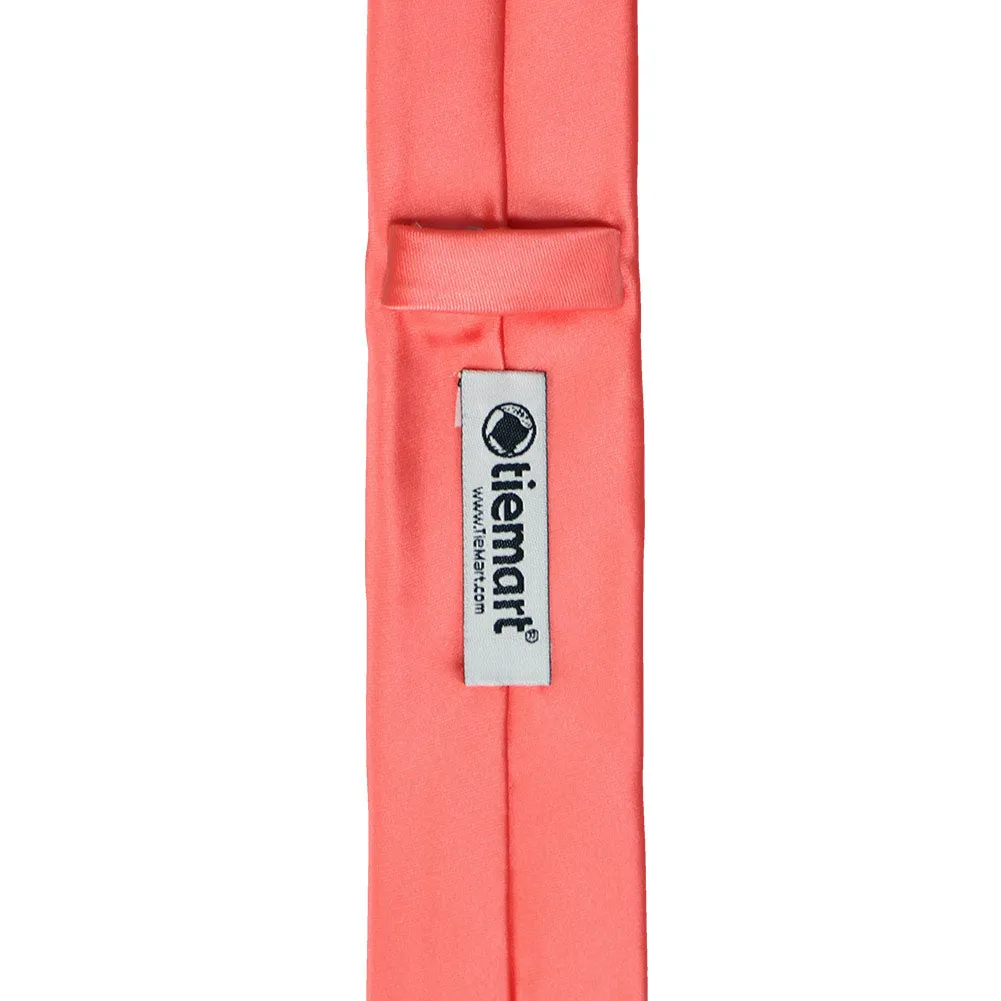 Bright Coral Premium Skinny Necktie, 2" Width sold by TieMart product image thumbnail 3