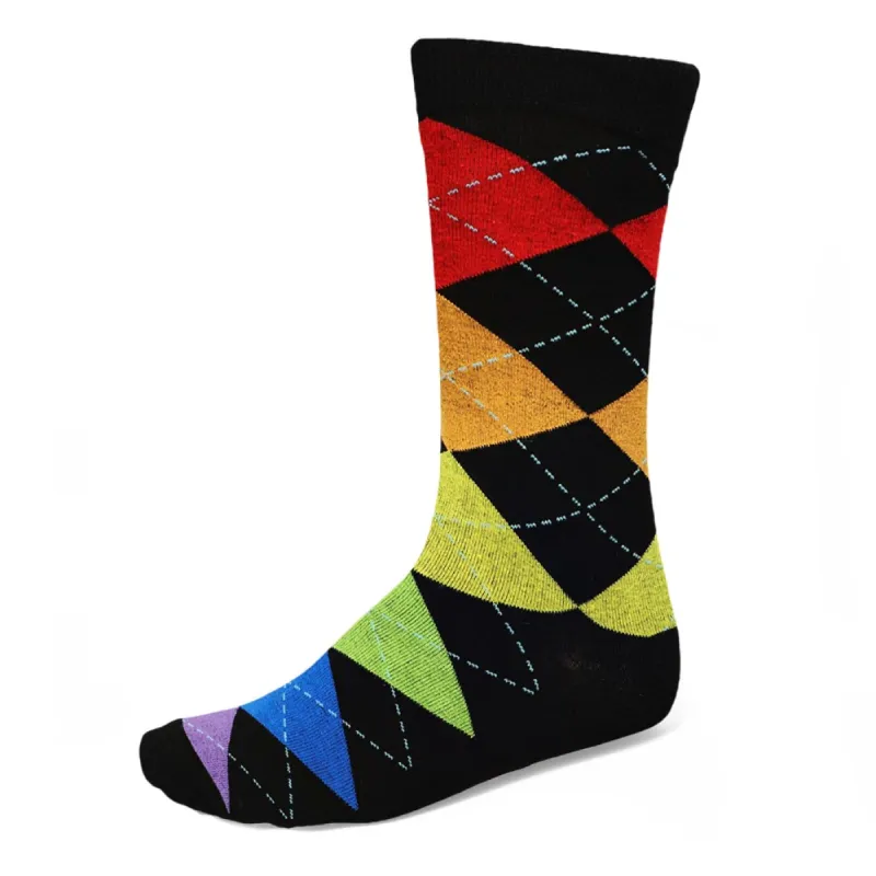 Men's Rainbow Argyle Socks sold by TieMart