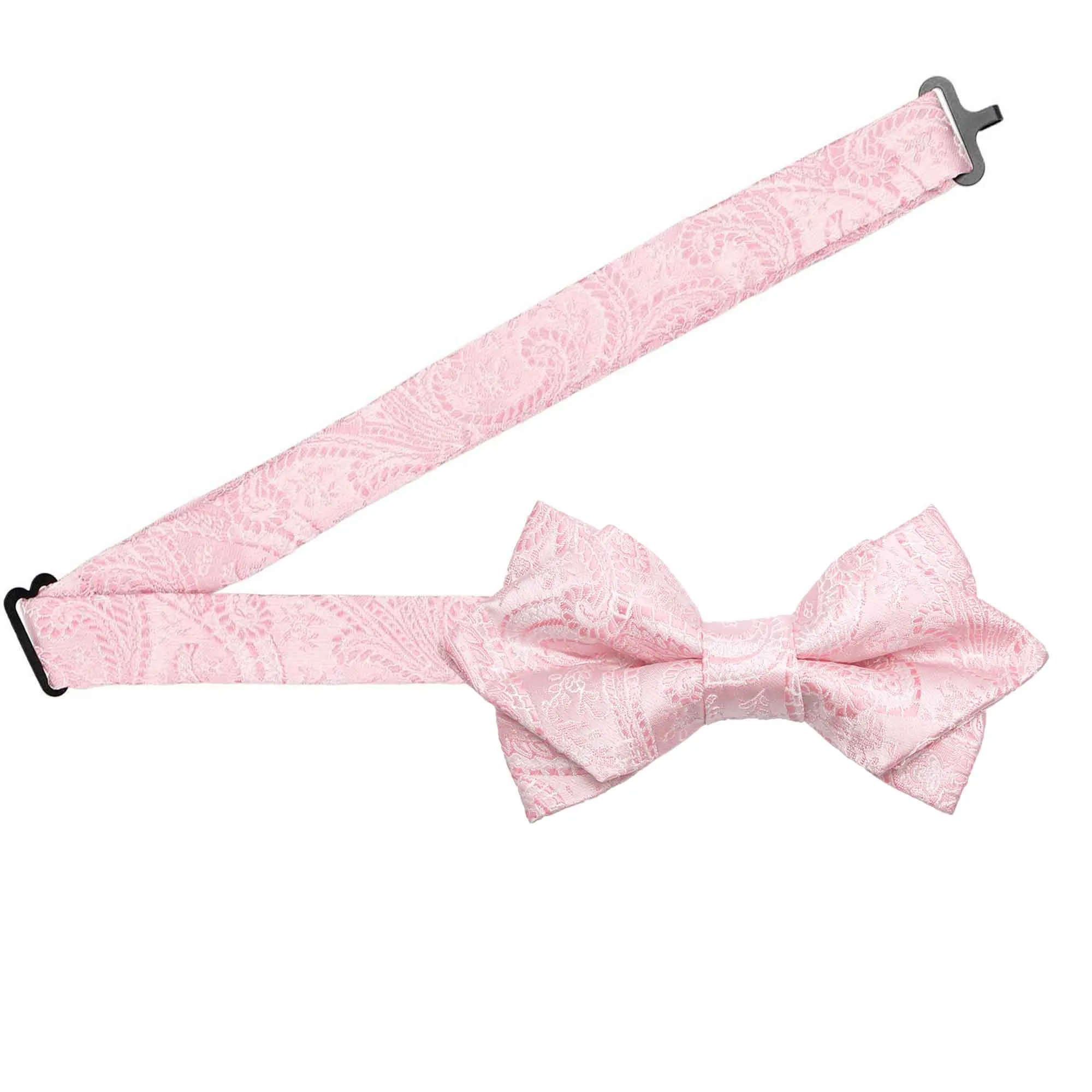 Pale Pink Clara Paisley Diamond Tip Bow Tie sold by TieMart product image thumbnail 3