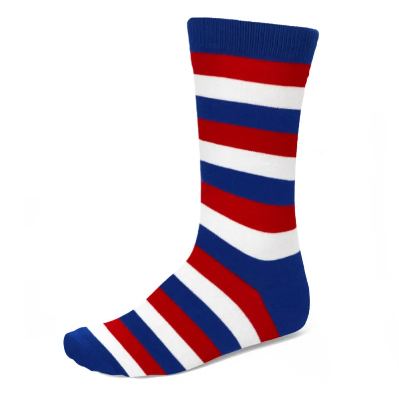Men's Red, White and Blue Striped Socks sold by TieMart