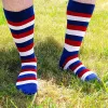 Men's Red, White and Blue Striped Socks sold by TieMart