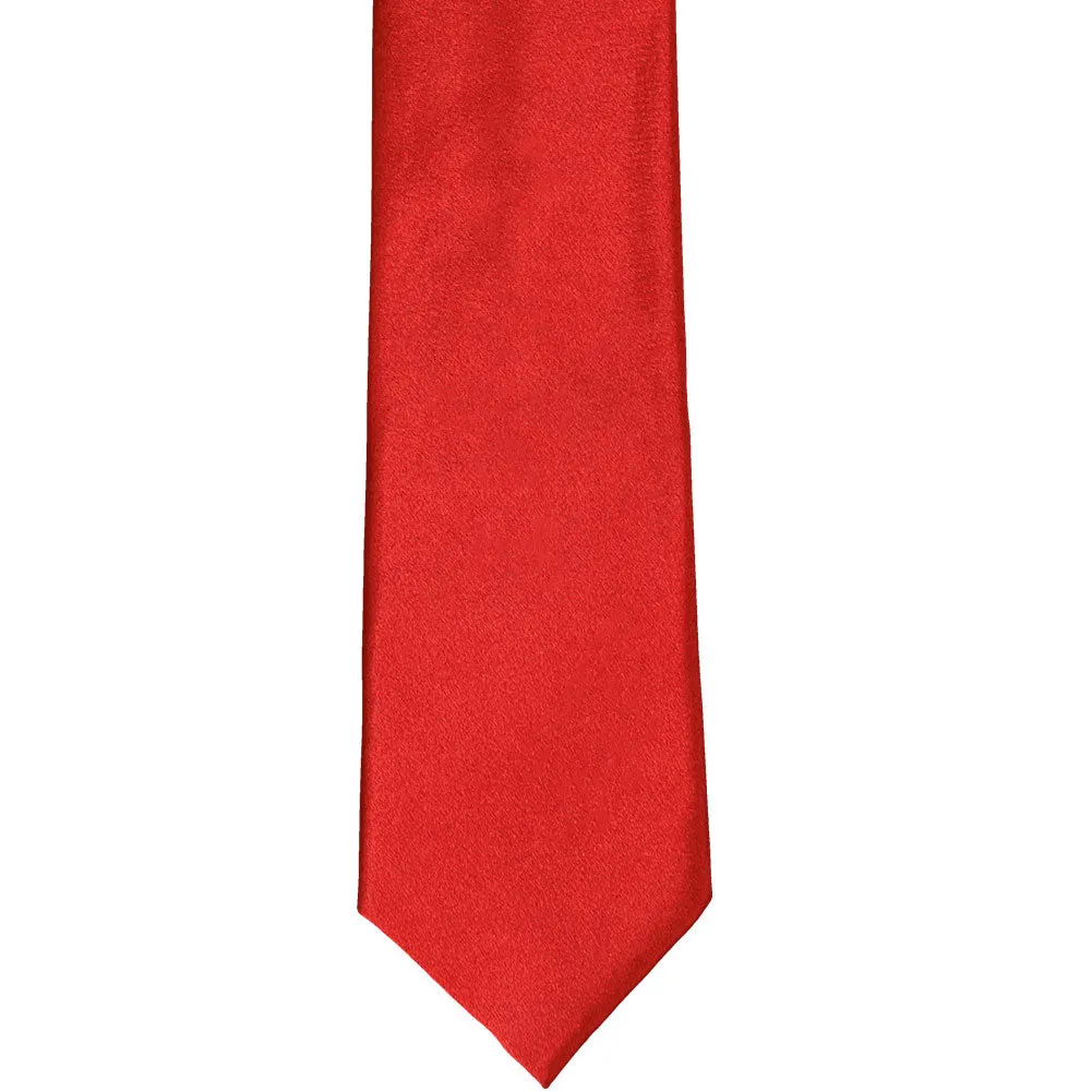 Lipstick Red Slim Solid Color Necktie, 2.5" Width sold by TieMart product image thumbnail 2