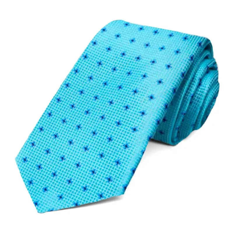 Turquoise Hoffner Dotted Slim Necktie sold by TieMart