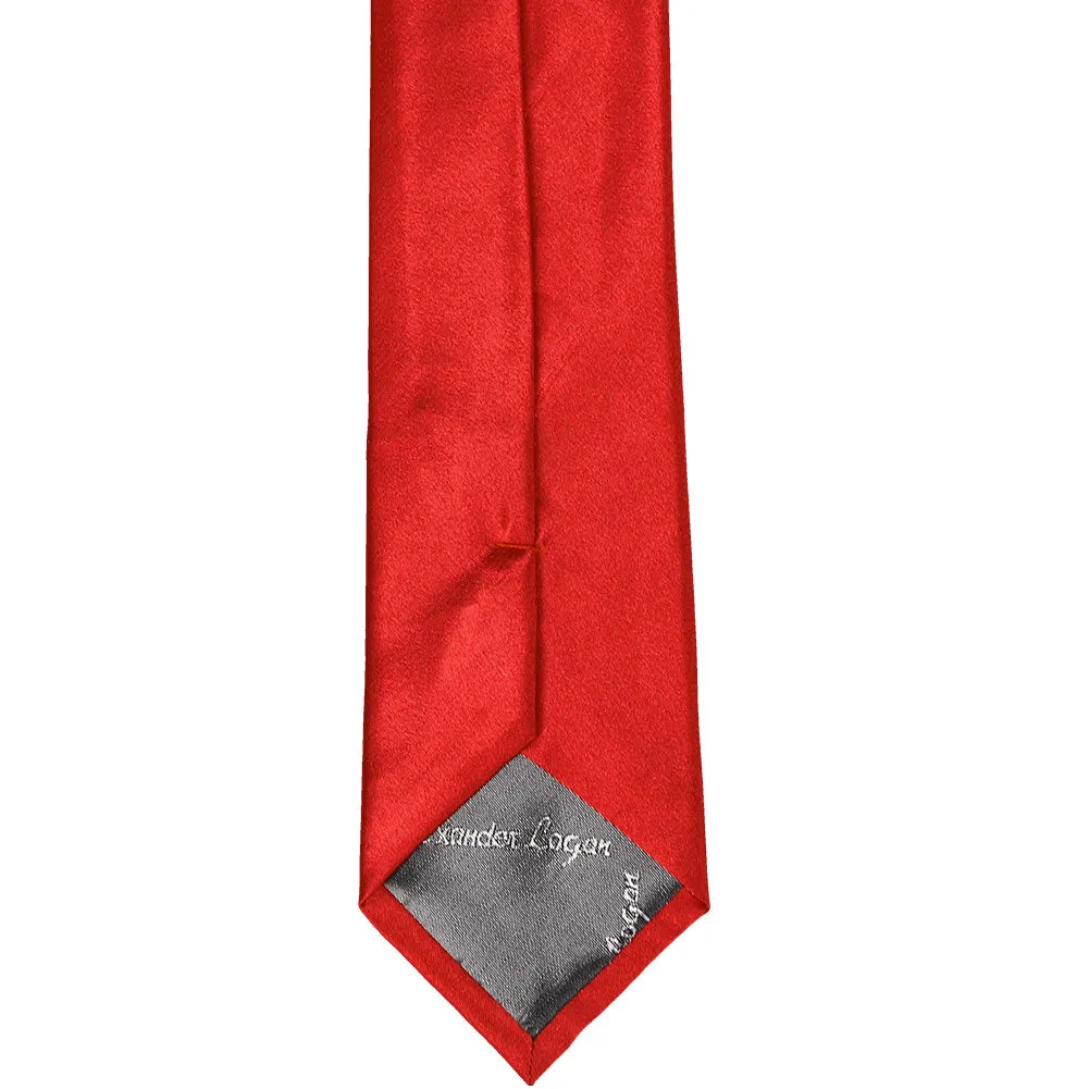 Lipstick Red Slim Solid Color Necktie, 2.5" Width sold by TieMart product image thumbnail 4