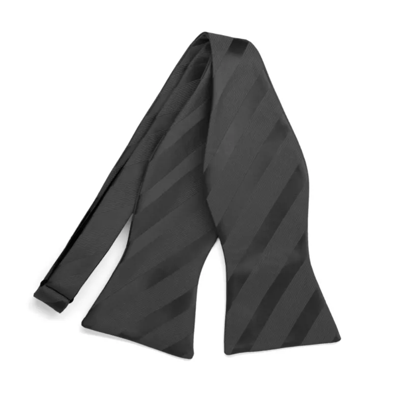 Black Elite Striped Self-Tie Bow Tie sold by TieMart