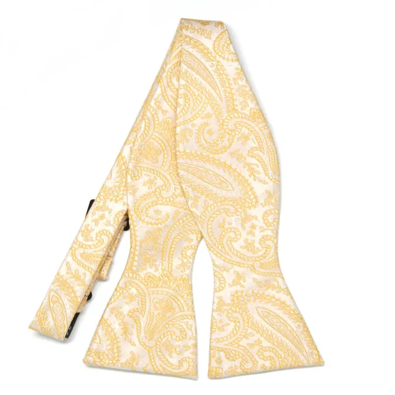 Soft Yellow Clara Paisley Self-Tie Bow Tie sold by TieMart