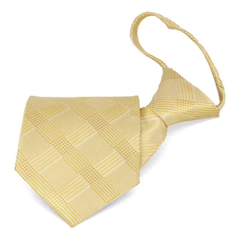 Sunflower Yellow Michael Glen Plaid Zipper Tie sold by TieMart