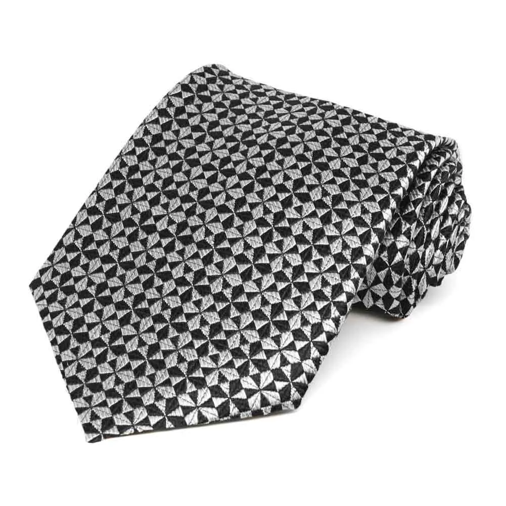 Black and Gray Province Medallion Cotton/Silk Necktie sold by TieMart