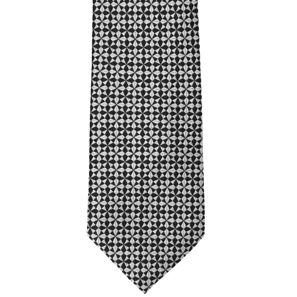 Black and Gray Province Medallion Cotton/Silk Necktie sold by TieMart product image thumbnail 2