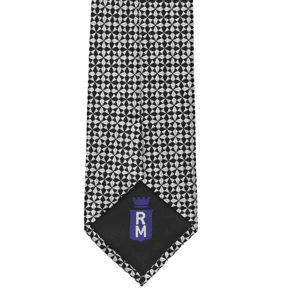 Black and Gray Province Medallion Cotton/Silk Necktie sold by TieMart product image thumbnail 3