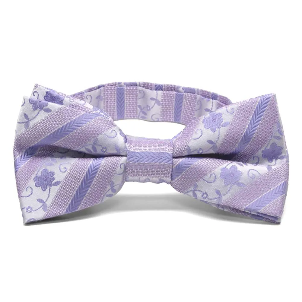 Freesia Anna Floral Striped Band Collar Bow Tie sold by TieMart