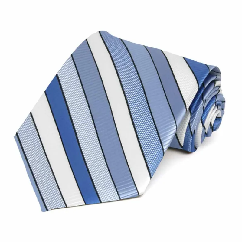 Wave Blue Douglas Striped Extra Long Necktie sold by TieMart