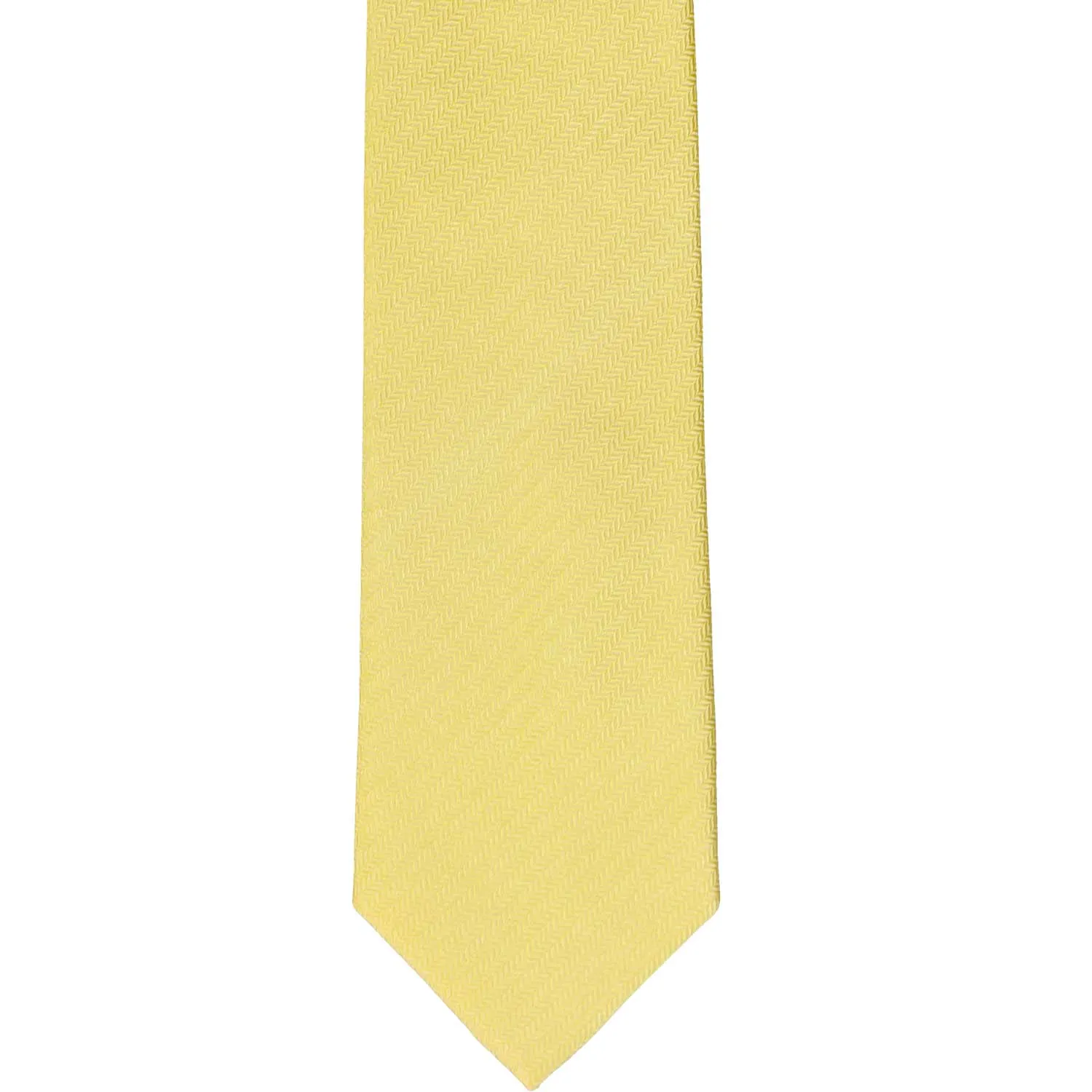 Butter Yellow Herringbone Silk Slim Necktie, 2.5" Width sold by TieMart product image thumbnail 2