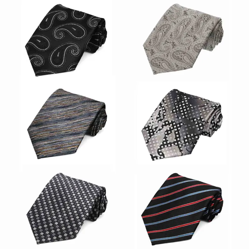 Black Patterned Neckties, 6-Pack sold by TieMart