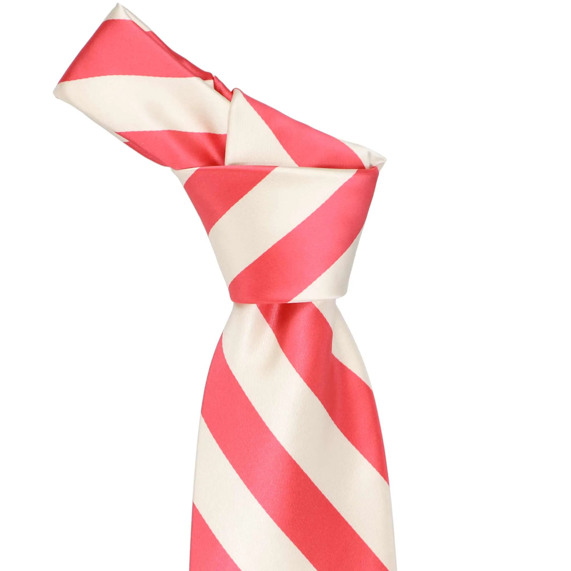 Coral Pink and Ivory Striped Tie sold by TieMart product image thumbnail 3