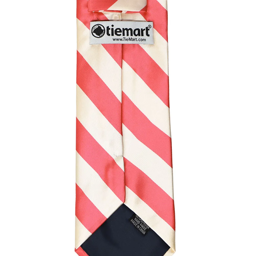 Coral Pink and Ivory Striped Tie sold by TieMart product image thumbnail 4