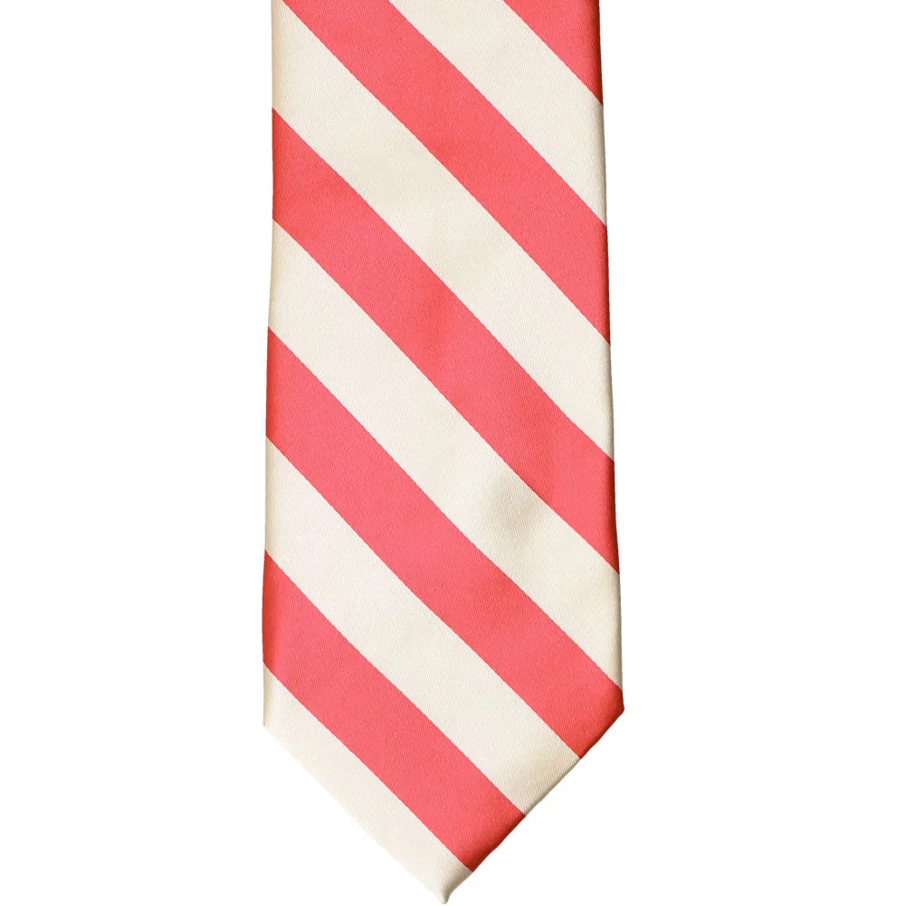 Coral Pink and Ivory Striped Tie sold by TieMart product image thumbnail 2