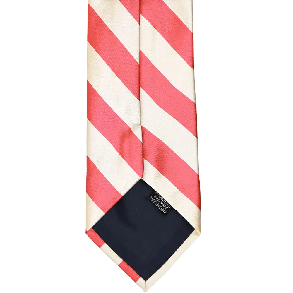 Coral Pink and Ivory Striped Tie sold by TieMart product image thumbnail 5