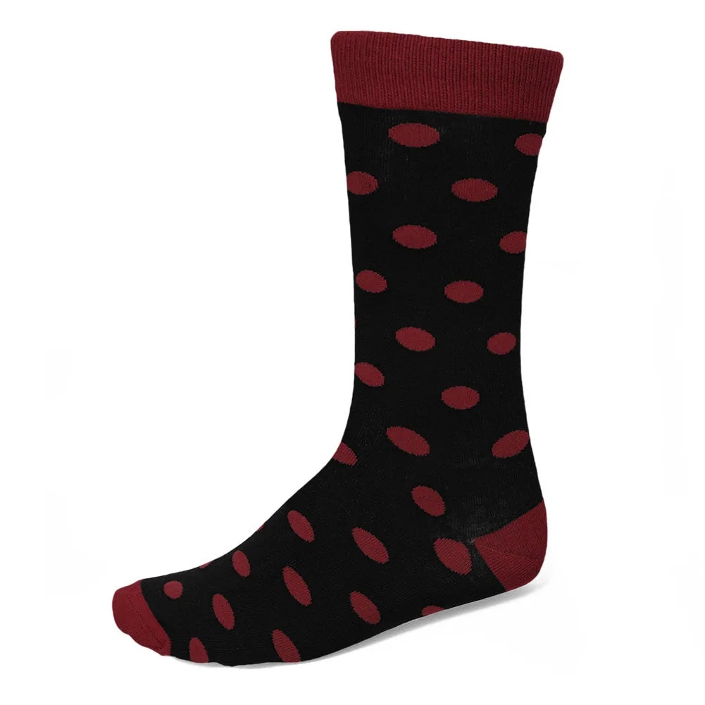 Men's Burgundy and Black Polka Dot Socks sold by TieMart