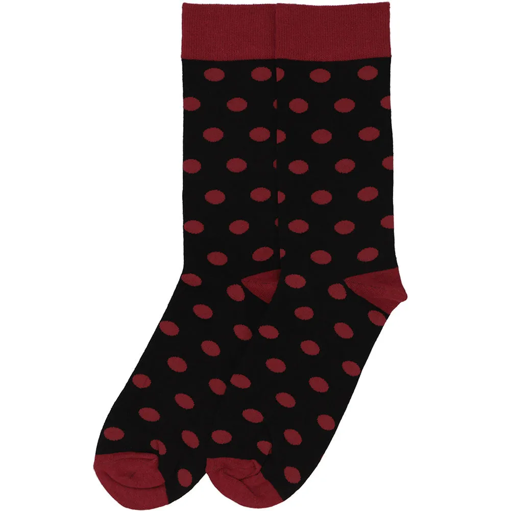 Men's Burgundy and Black Polka Dot Socks sold by TieMart product image thumbnail 3