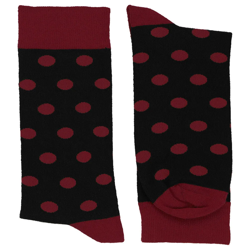 Men's Burgundy and Black Polka Dot Socks sold by TieMart product image thumbnail 2