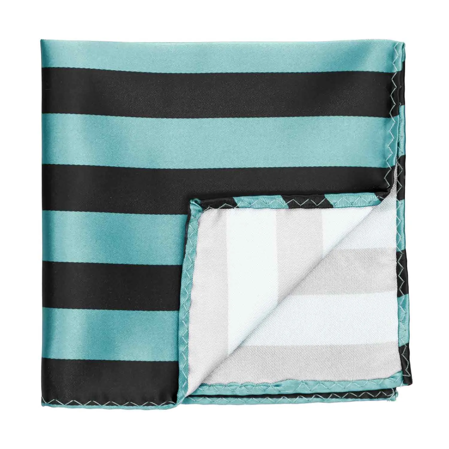 Pool Blue and Black Striped Pocket Square sold by TieMart product image thumbnail 2