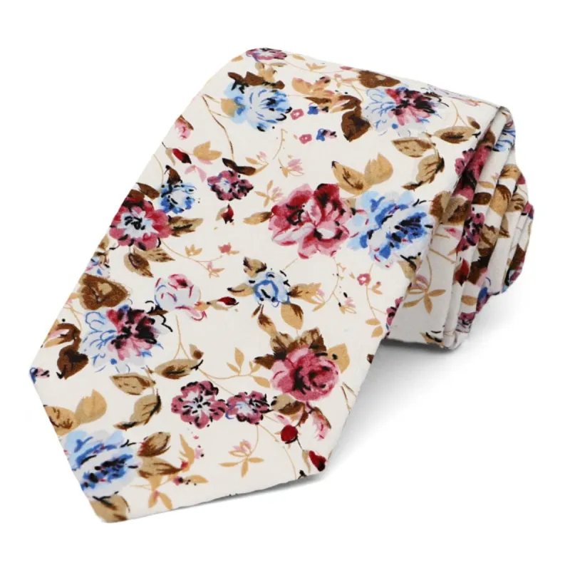 Dusty Mauve and Tan Ridgecrest Floral Tie sold by TieMart