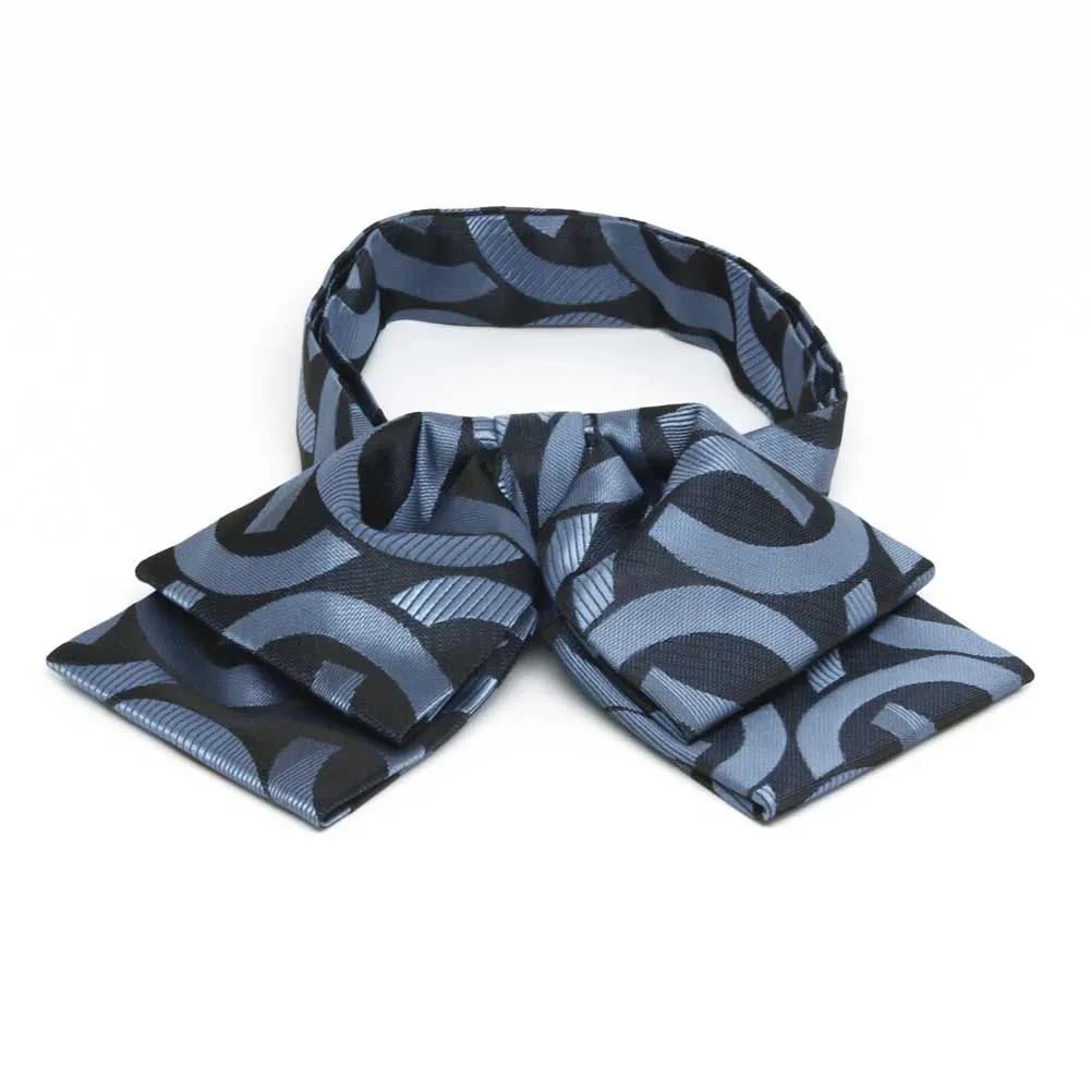 Dark Blue Kay Link Pattern Floppy Bow Tie sold by TieMart