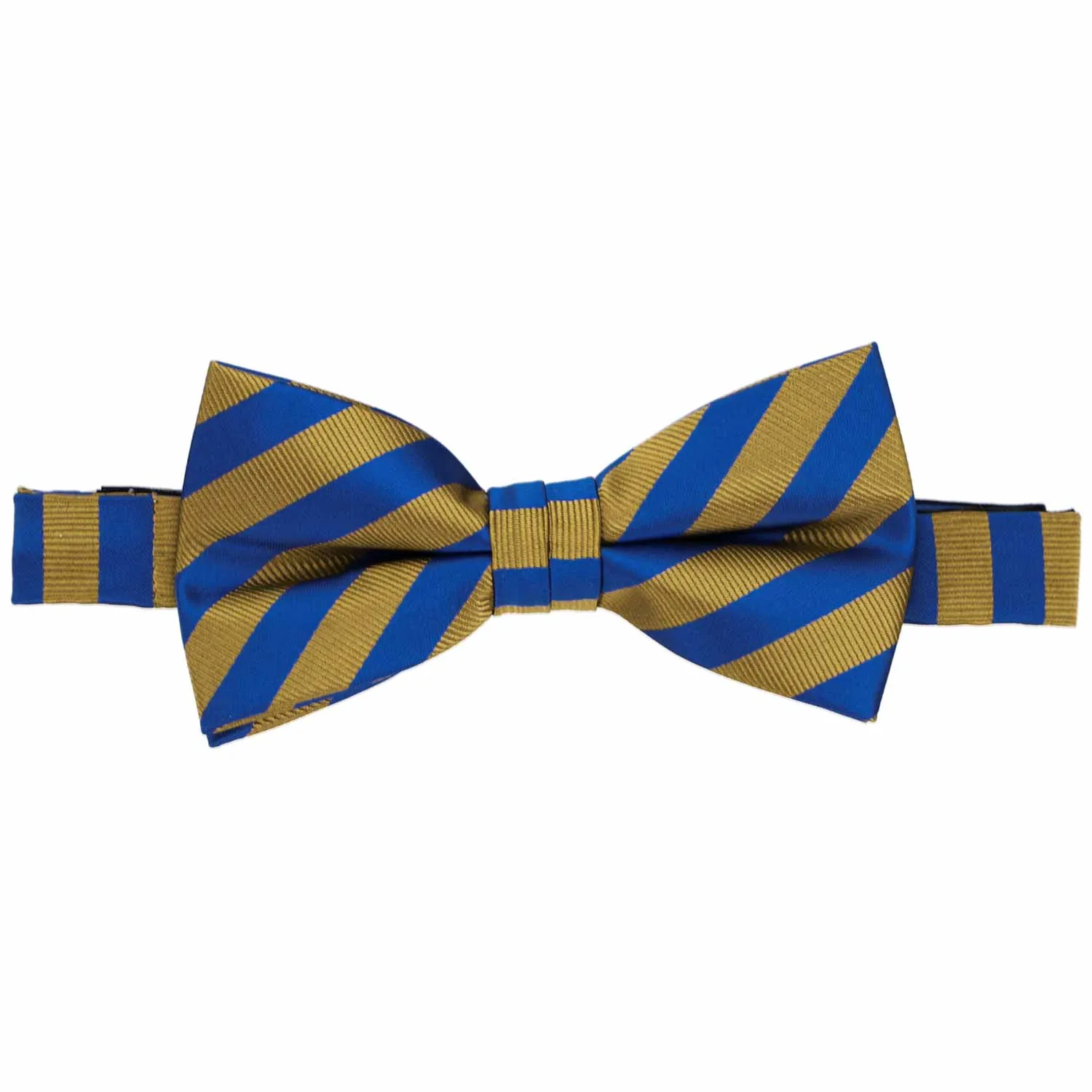 Blue and Old Gold Formal Striped Bow Tie sold by TieMart product image thumbnail 2