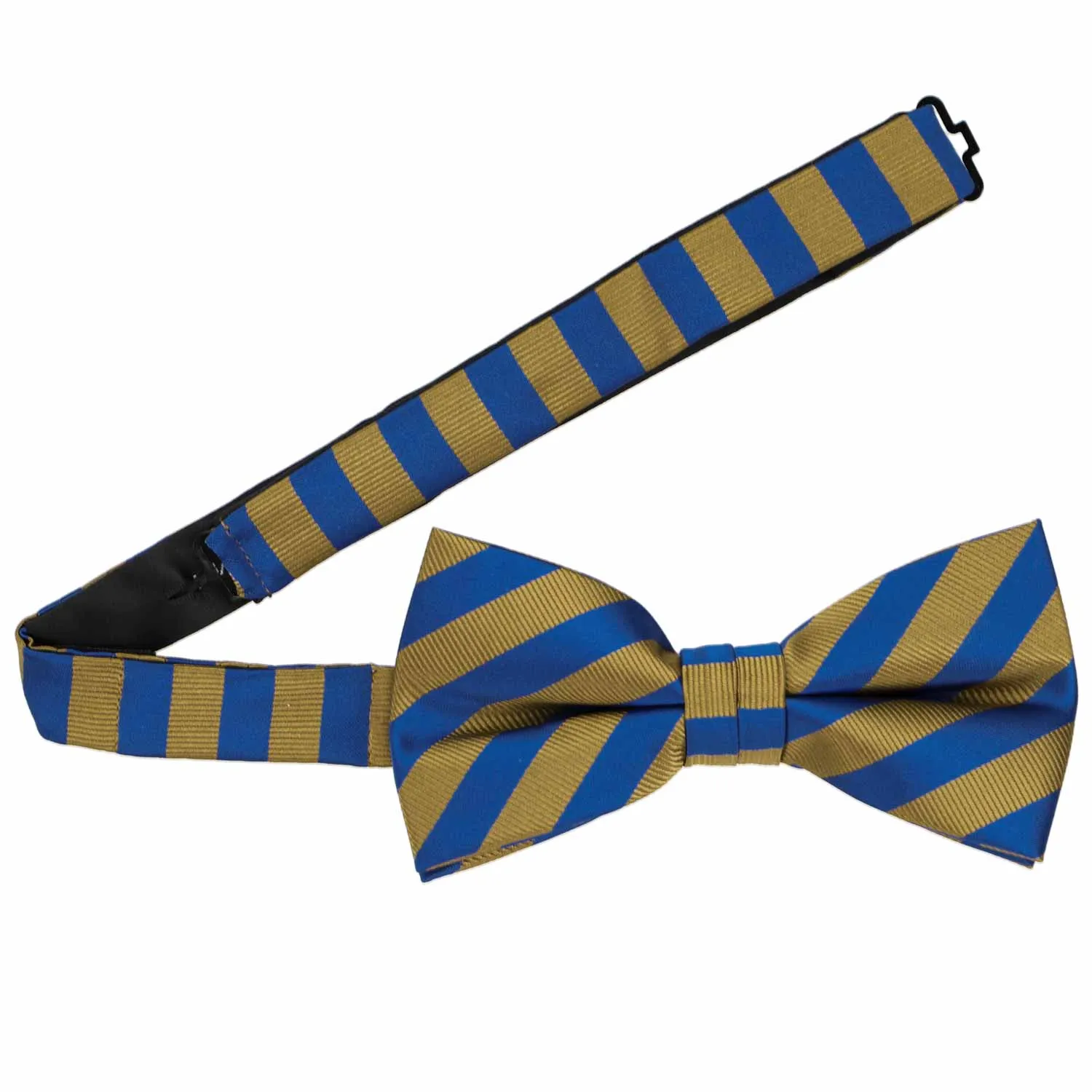 Blue and Old Gold Formal Striped Bow Tie sold by TieMart product image thumbnail 3