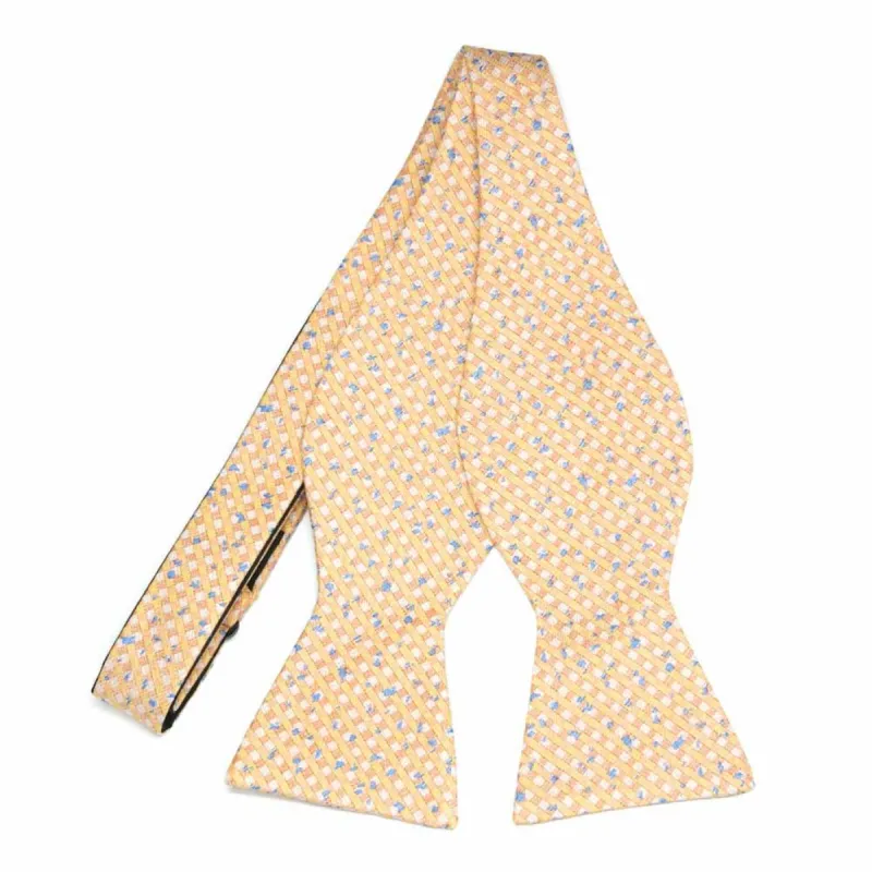 Apricot Matriarch Plaid Linen/Silk Self-Tie Bow Tie sold by TieMart