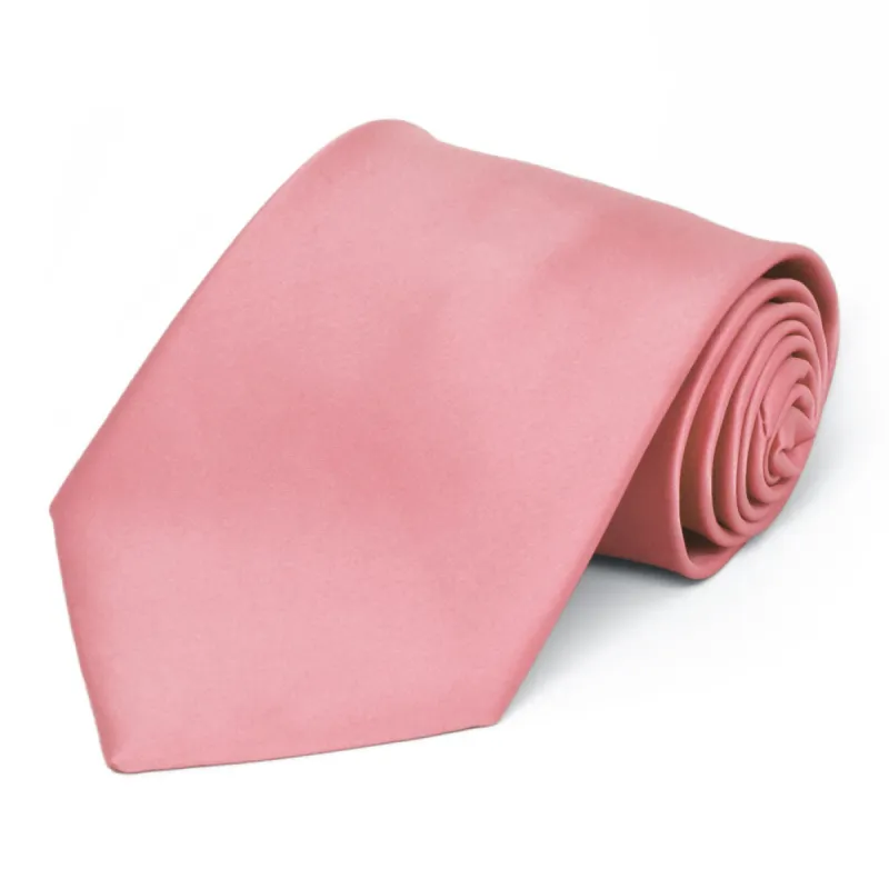 Rose Petal Pink Premium Extra Long Solid Color Necktie sold by TieMart