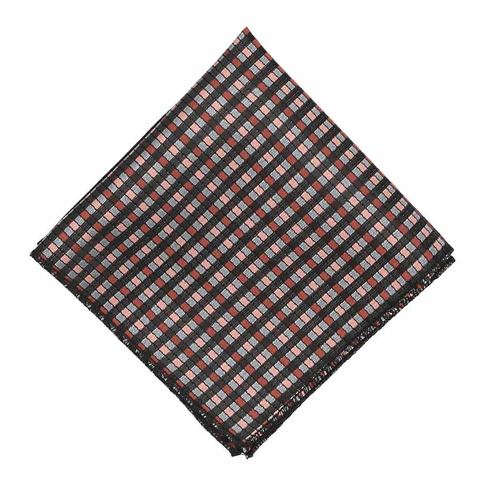 Terracotta George Plaid Pocket Square sold by TieMart