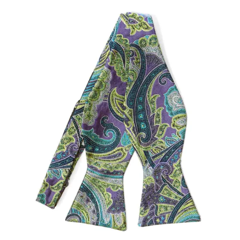 Purple Sergeant Paisley Silk Self-Tie Bow Tie sold by TieMart
