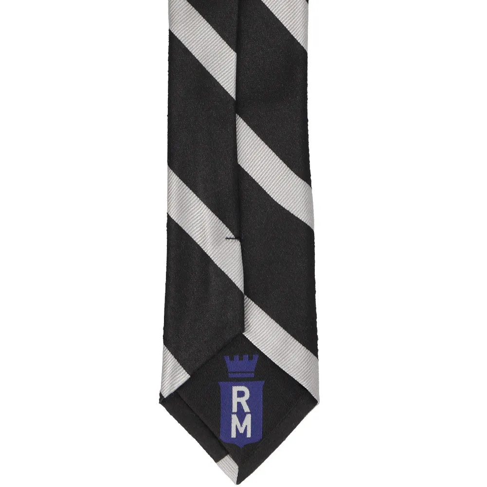 Black and Silver Striped Cotton/Silk Slim Necktie, 2.5" Width sold by TieMart product image thumbnail 4