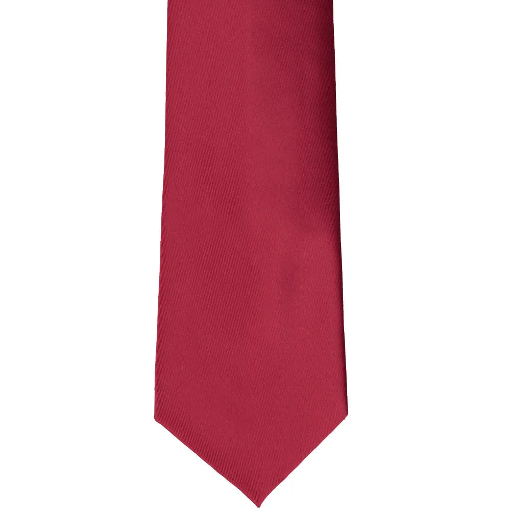 Crimson Red Solid Color Clip-On Tie sold by TieMart product image thumbnail 3