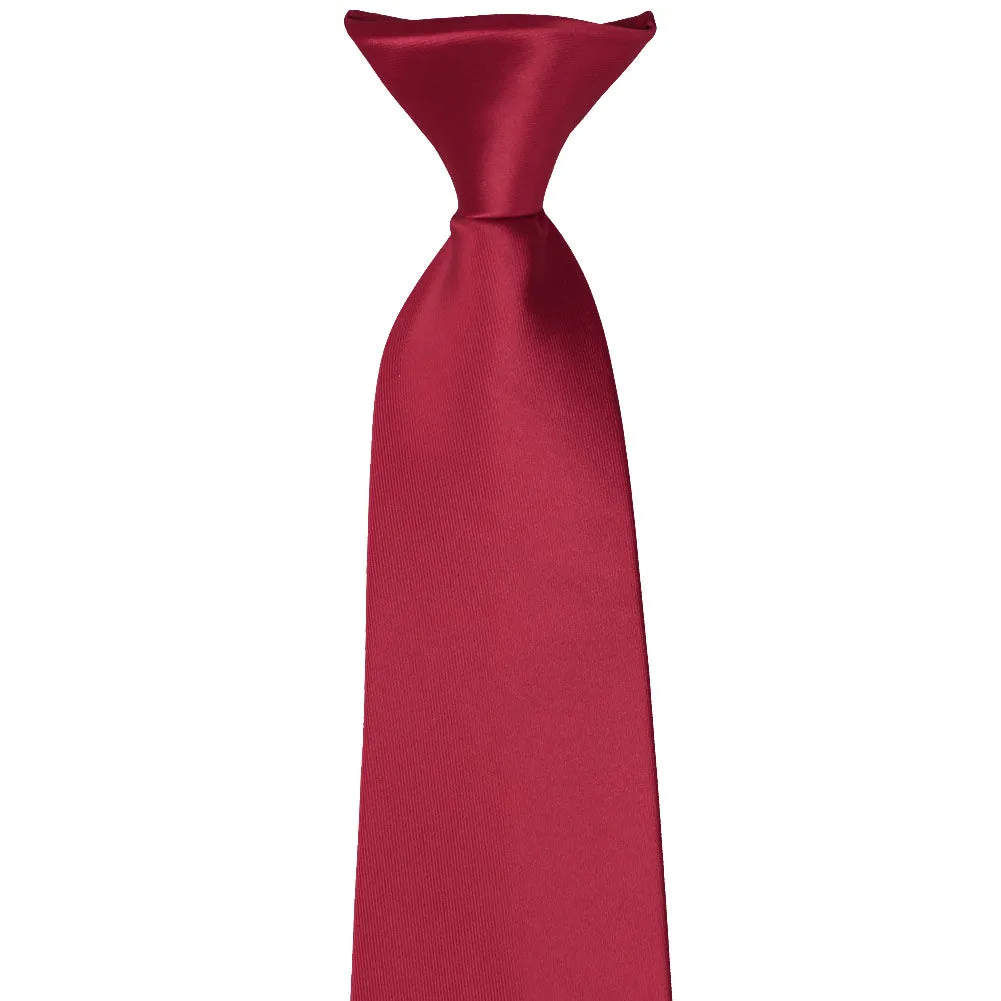 Crimson Red Solid Color Clip-On Tie sold by TieMart product image thumbnail 2