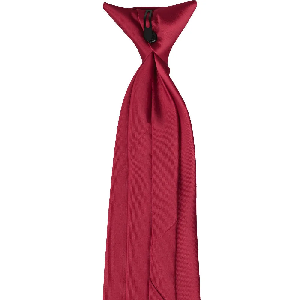 Crimson Red Solid Color Clip-On Tie sold by TieMart product image thumbnail 4