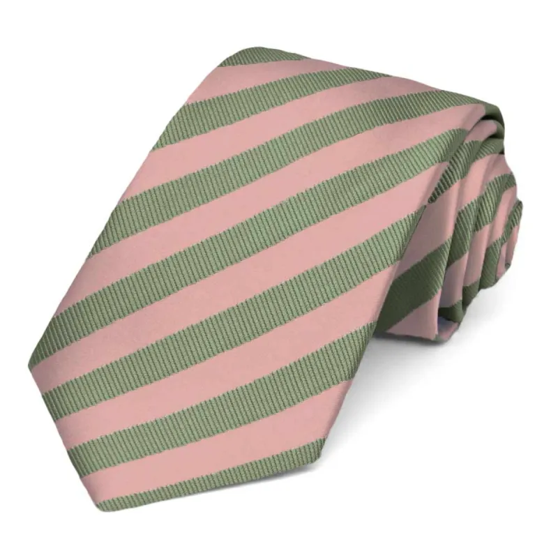 Dusty Pink and Peridot Formal Striped Tie sold by TieMart