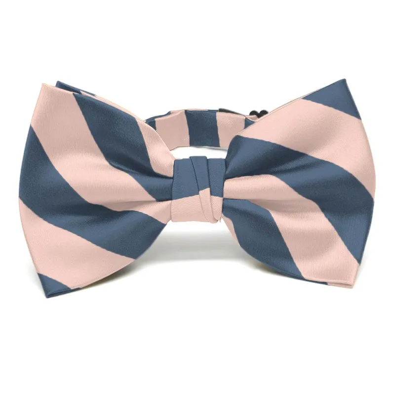 Dusty Blue and Petal Striped Bow Tie sold by TieMart