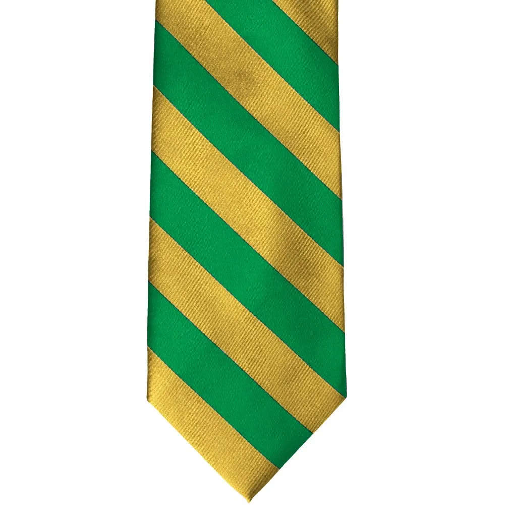 Kelly Green and Gold Striped Tie sold by TieMart product image thumbnail 3
