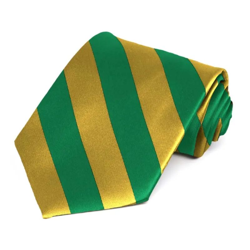 Kelly Green and Gold Striped Tie sold by TieMart