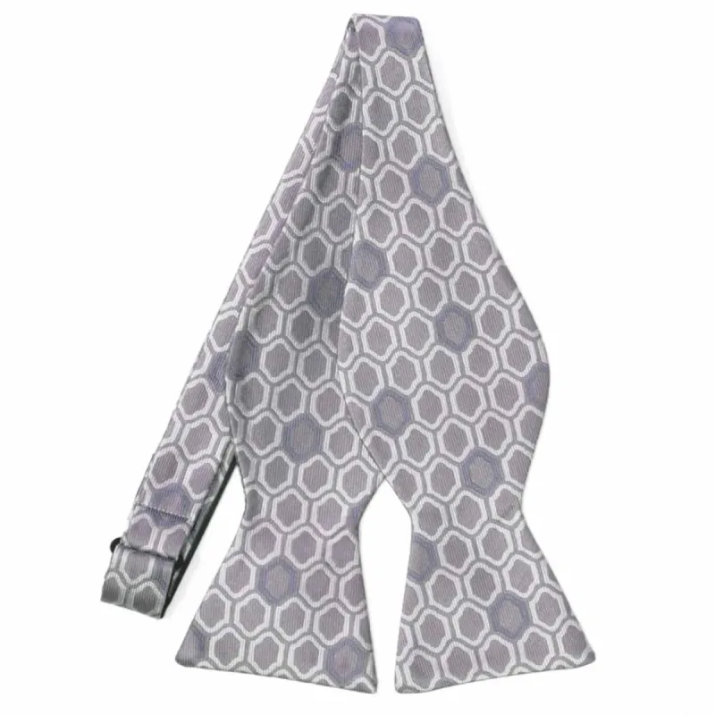 Taupe Analyst Geometric Silk Self-Tie Bow Tie sold by TieMart