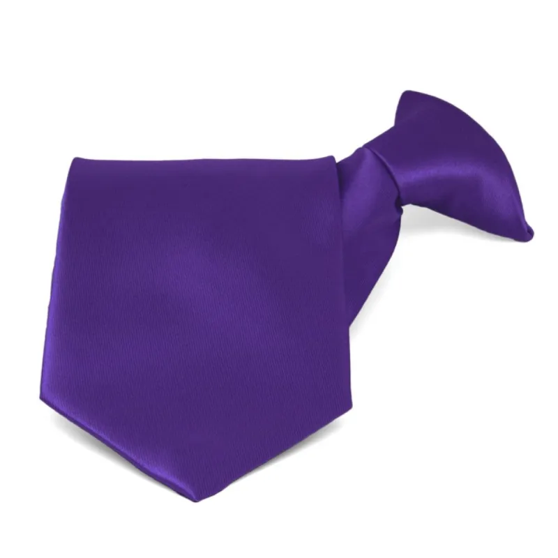 Dark Purple Solid Color Clip-On Tie sold by TieMart
