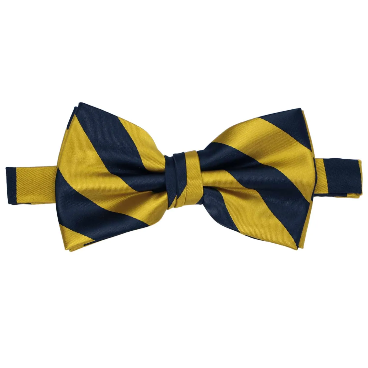 Navy Blue and Gold Striped Bow Tie sold by TieMart product image thumbnail 2