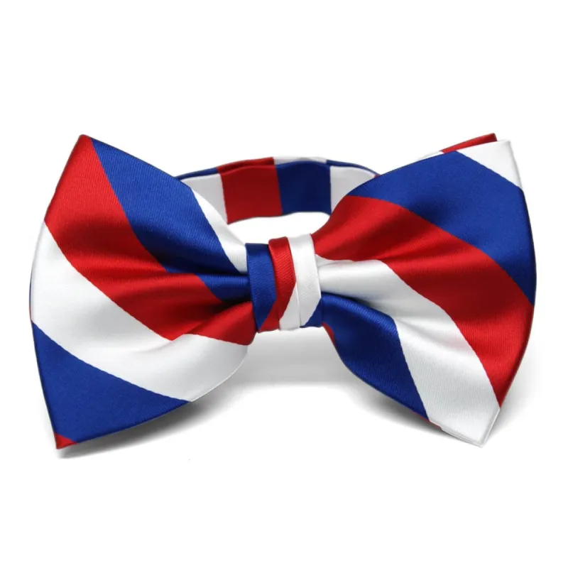 Red, White and Blue Striped Bow Tie sold by TieMart