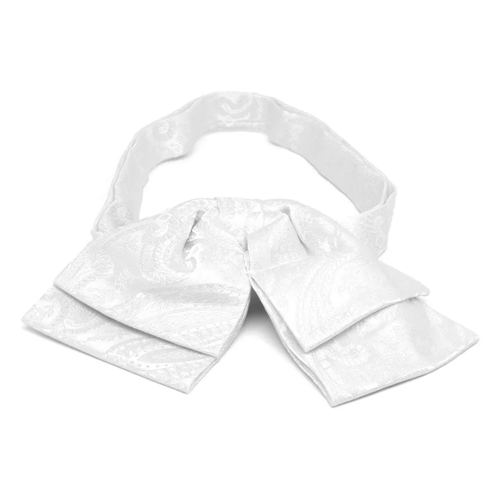 White Clara Paisley Floppy Bow Tie sold by TieMart