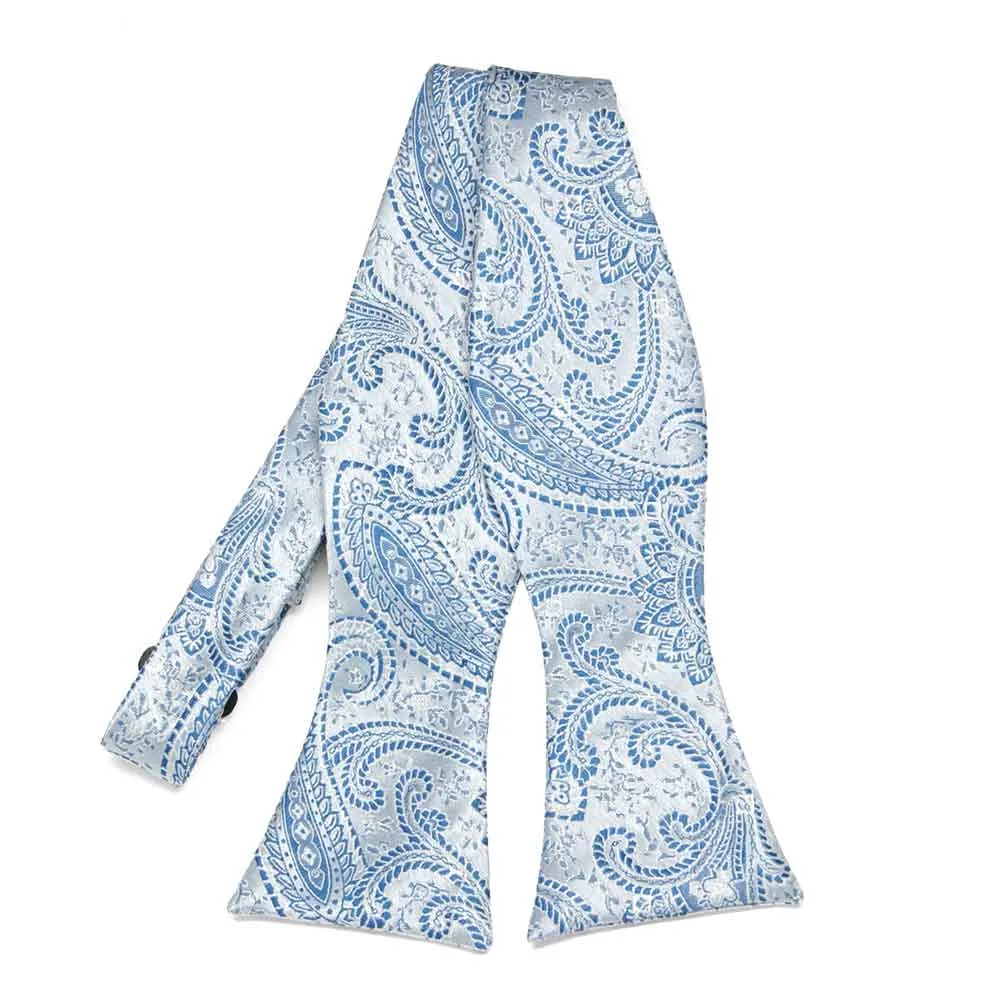 Pastel Blue Clara Paisley Self-Tie Bow Tie sold by TieMart
