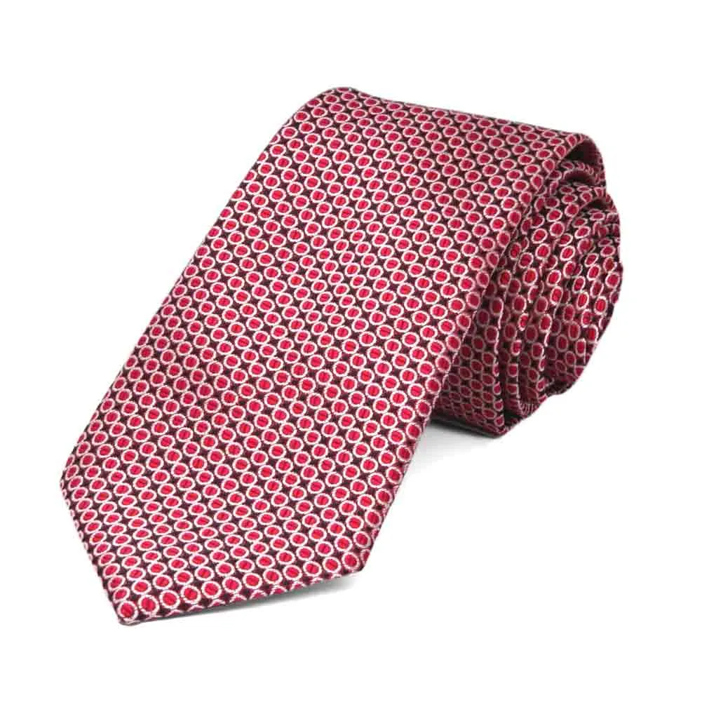 Red Henry Grain Pattern Slim Necktie, 2.5" Width sold by TieMart